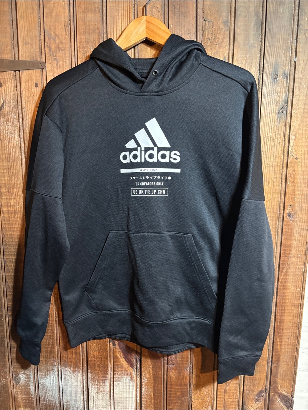 adidas Black Hoodie with White Logo